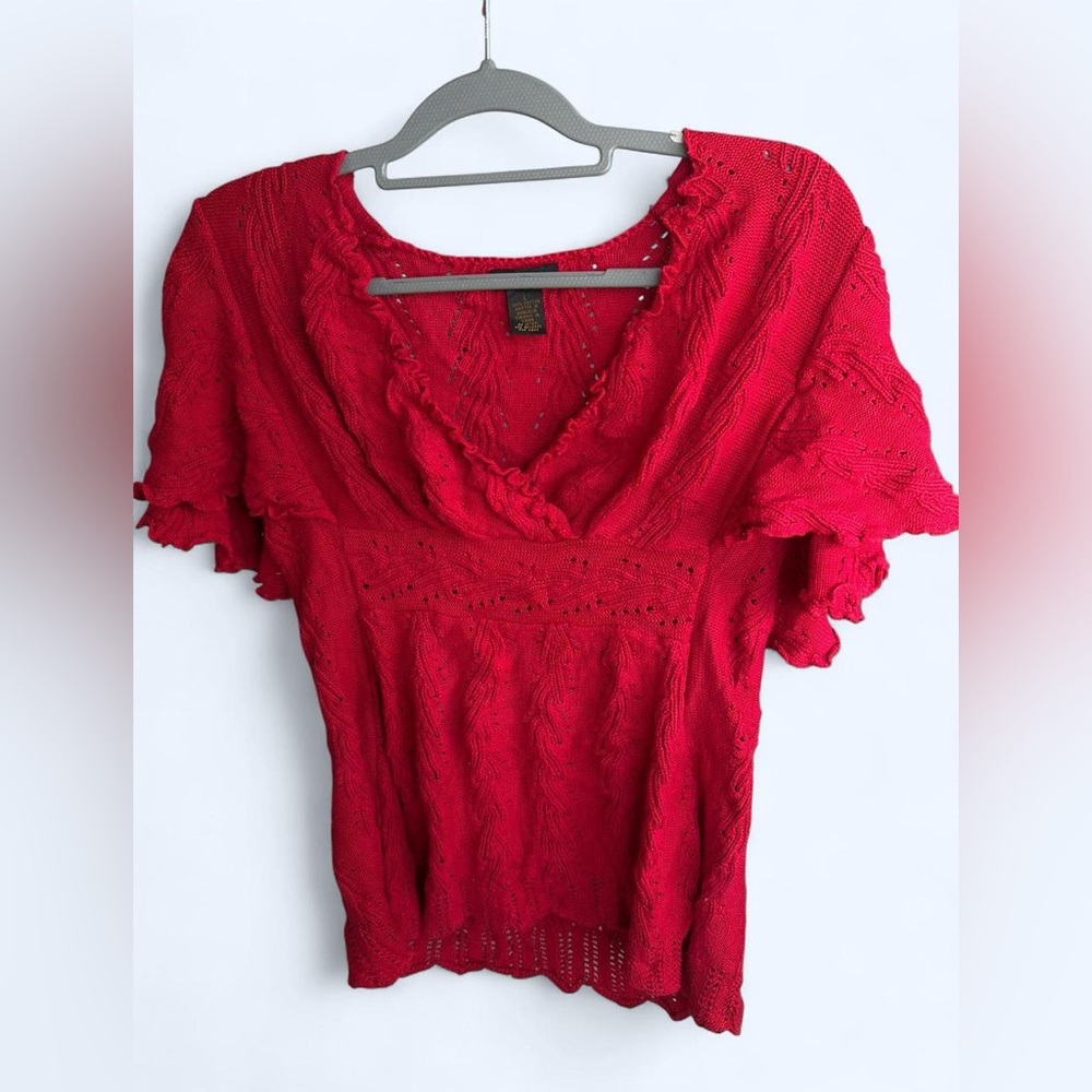 Grace Elements Red Knit v neck top Blouse